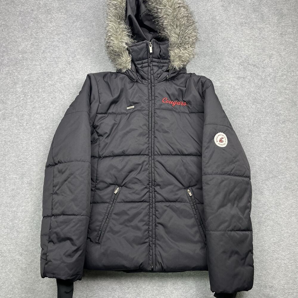 Columbia Washington State Cougars Puffer Jacket Women's Small Detachable Hood